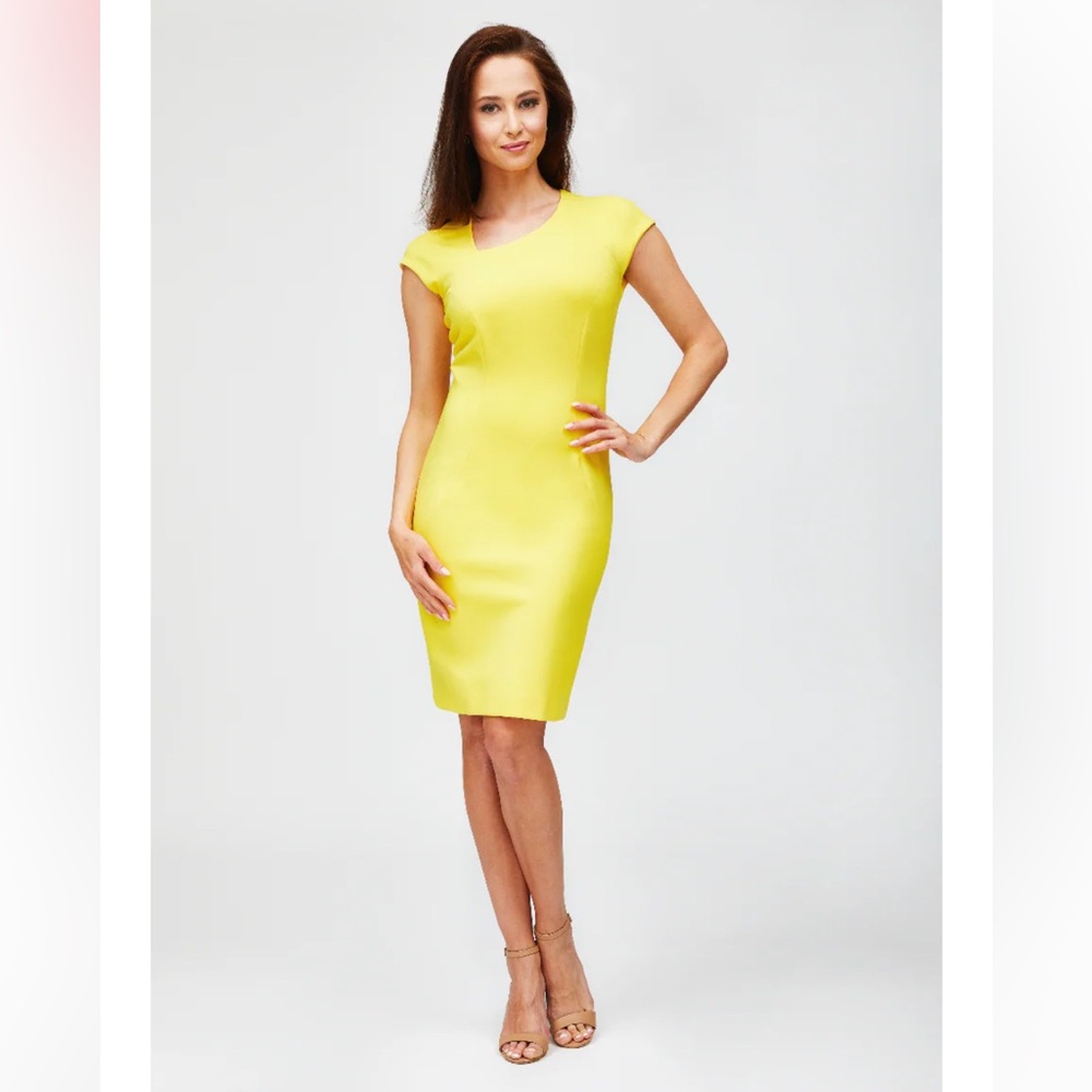 Yellow Cap-Sleeve Midi Dress